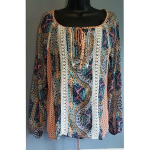 💜$5💜NWOT RED CAMEL BOHO TOP- Small